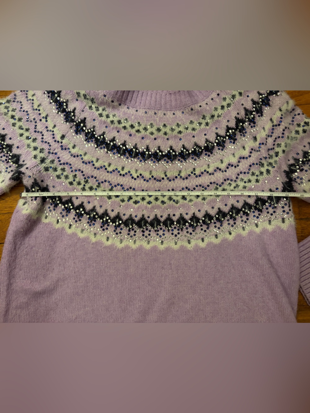 Talbots wool blend sparkly Lavender Crewneck Sweater, fuzzy 1x plus gorgeous wow - Picture 4 of 13